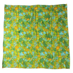 WEST ELM Retro Tablecloth  Square Green Blue Orange Fruit Pear Grapes 45 x 55 in